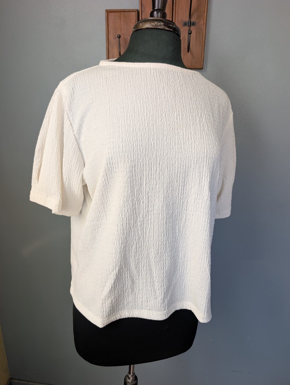 NWT Calvin Klein Cream Lightweight Blouse Short Sleeve Top
